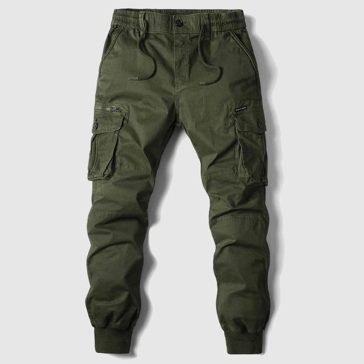 Men's modern slim fit cargo joggers, offering a tapered leg for casual & urban fashion.