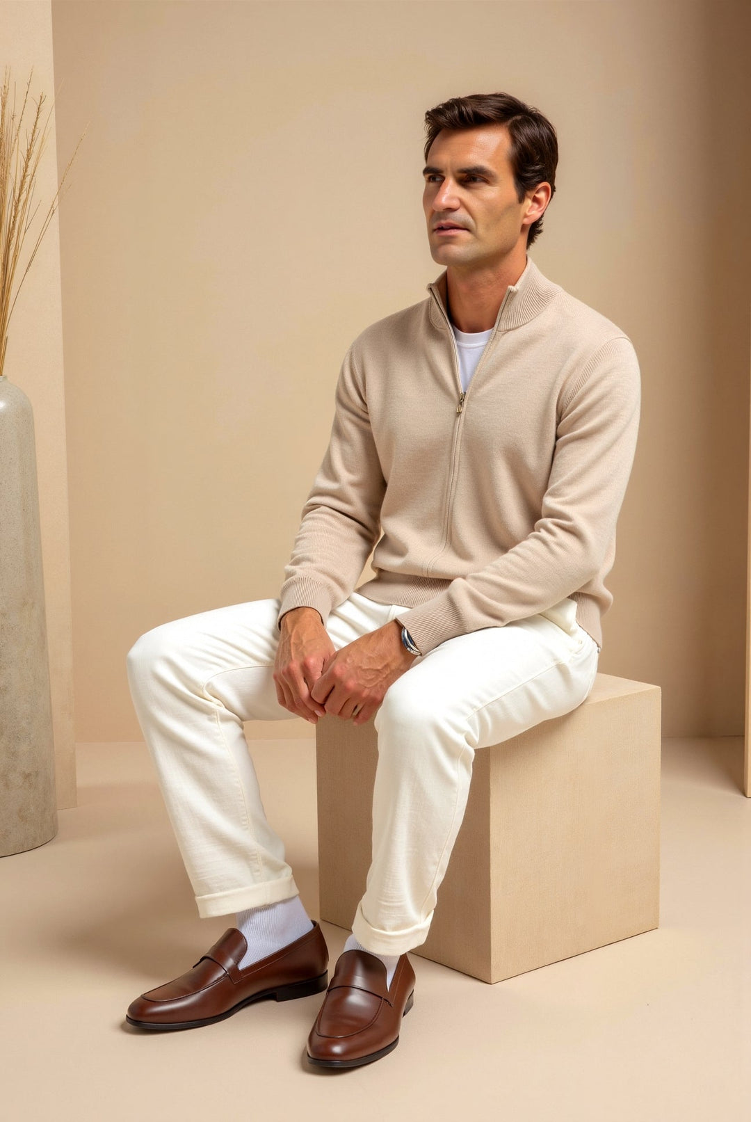 Men's fashion slim fit zip jacket. Stand-up collar outerwear, a versatile and lightweight choice for modern style.