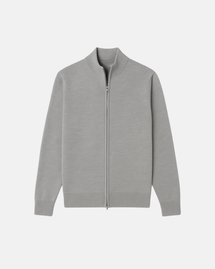 Men's slim fit zip-up jacket with stand-up collar. Modern style, versatile casual outerwear for men.