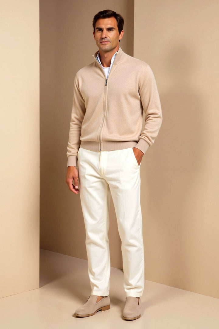 Men's versatile slim fit zip-up jacket, stand collar. Ideal for a casual, stylish, lightweight men's look.