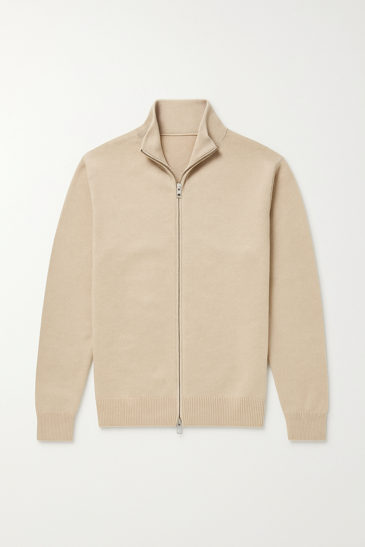 Men's slim fit zip-up jacket with stand collar. Lightweight and versatile, a key piece for men's fashion.