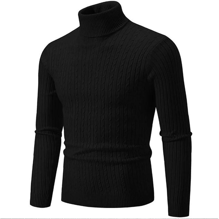 Casual men's ribbed turtleneck sweater, perfect for fall fashion & winter wear. Tailored fit style.