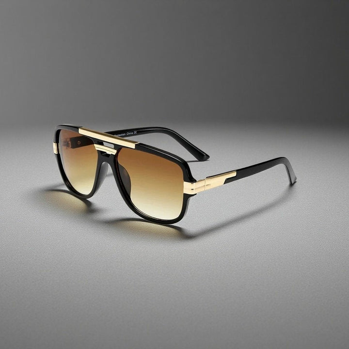 Luxury men's square aviator sunglasses with gradient lenses & sleek acetate frames; fashion eyewear.