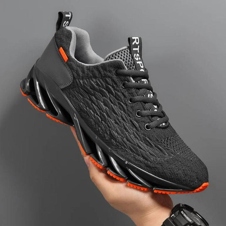 Side view of StrideMax men's supportive walking shoes. Athletic design with comfort features for everyday wear.