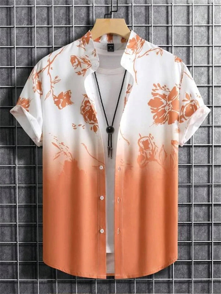 Men's stylish floral short-sleeve shirt with a relaxed fit and classic collar, perfect for summer casual wear.