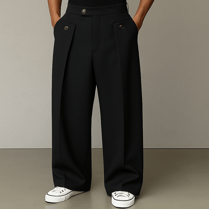 Comfortable men's wide-leg trousers, featuring a modern flared design for effortless all-season casual wear.