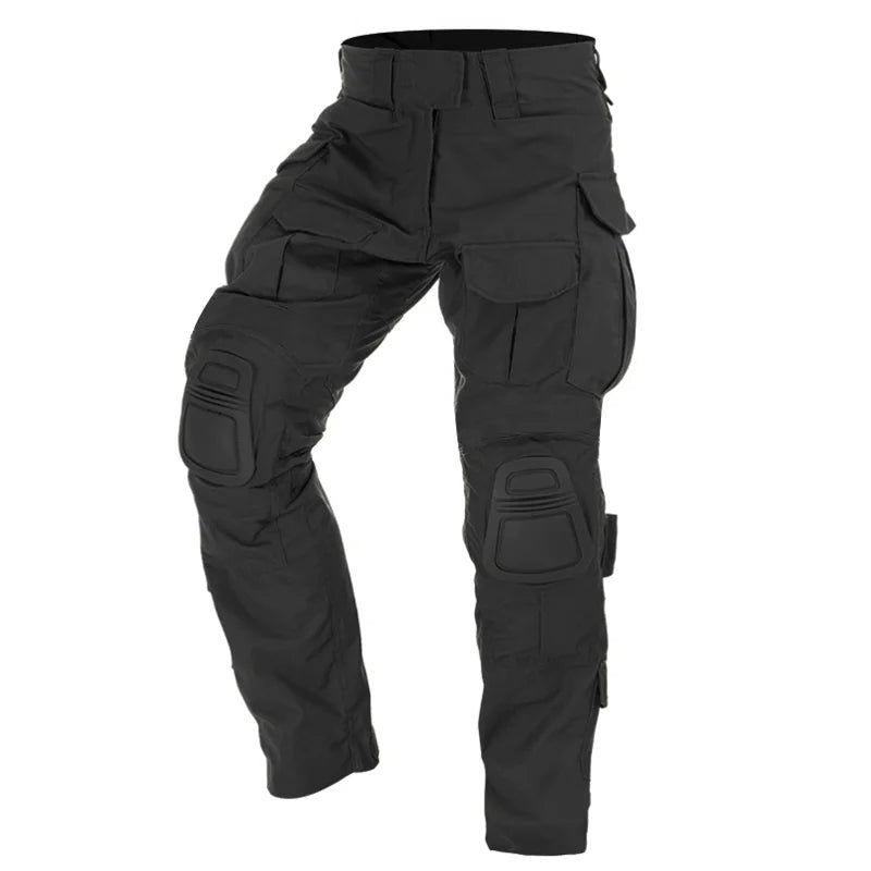 New men's tactical hiking pants featuring integrated knee pads & multiple cargo pockets.