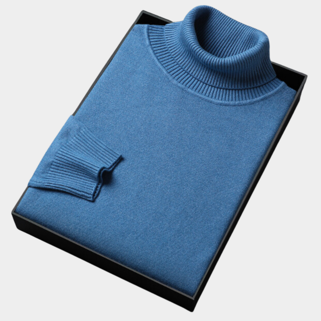 Sophisticated men's long sleeve roll neck polo sweater, perfect for business casual & modern style.