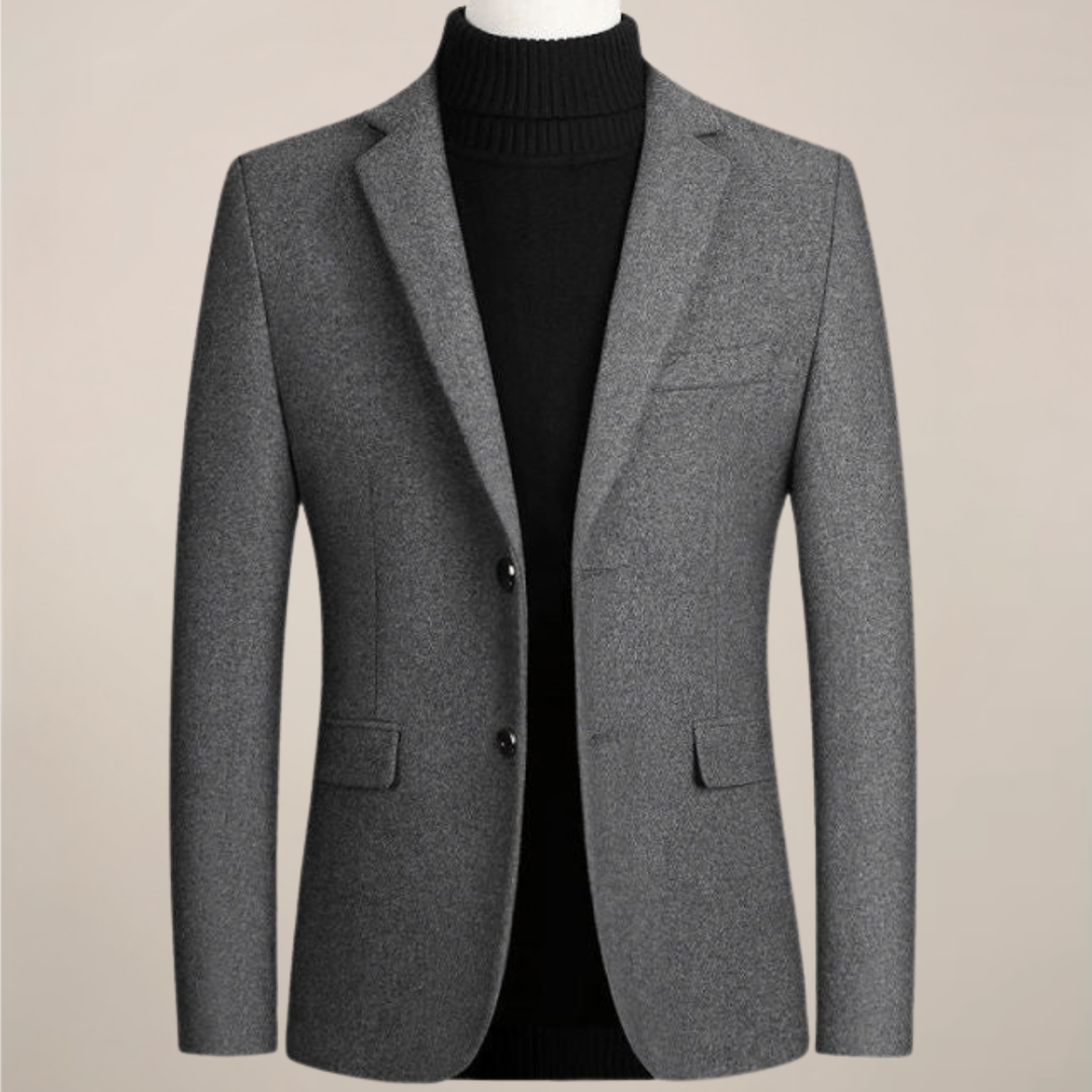 Stylish men's tailored jacket, a two-button blazer suitable for formal wear or modern office attire.