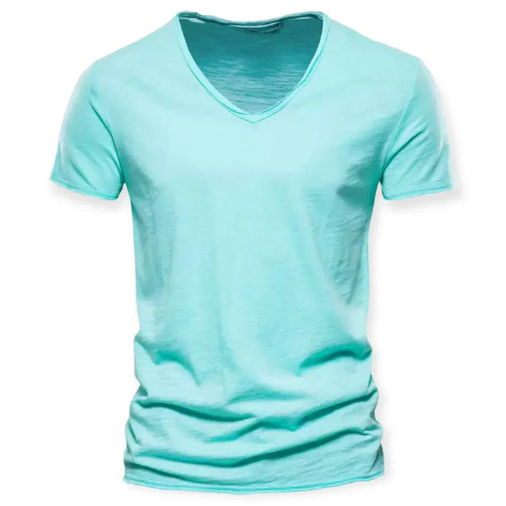 Essential men's V-neck t-shirt for daily comfort. Breathable short sleeve top perfect for casual outings.