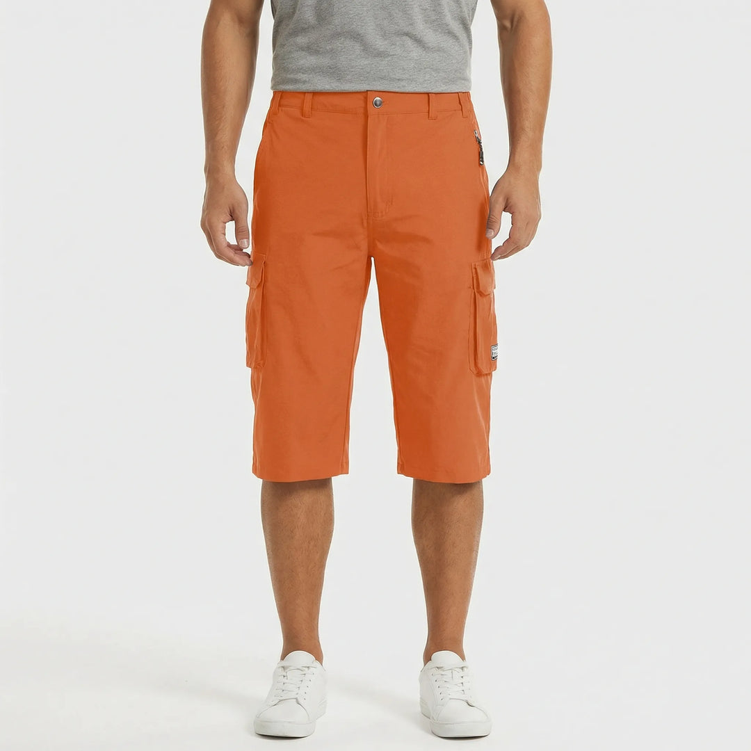 Outdoor men's utility shorts, multi-pocket design, durable & quick-drying for active use.