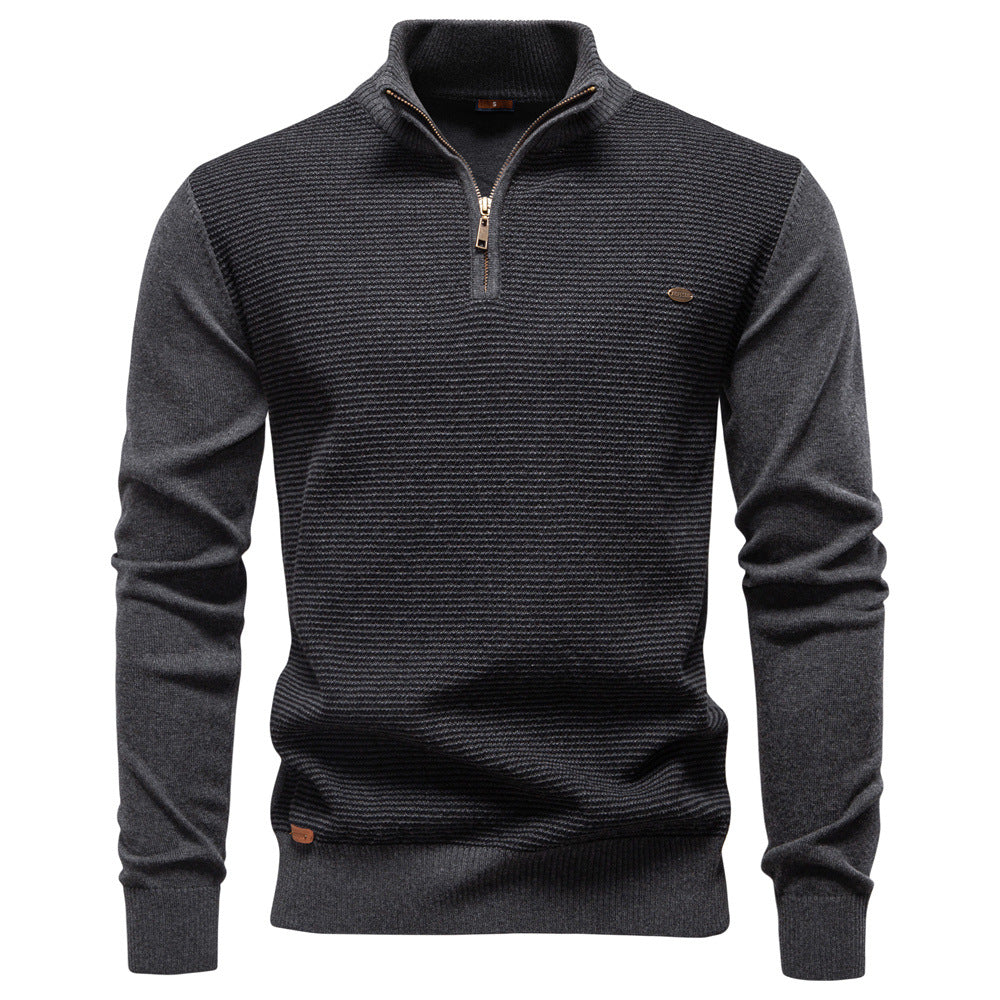 Stylish men's half-zip pullover, a versatile knit sweater for modern everyday fashion.