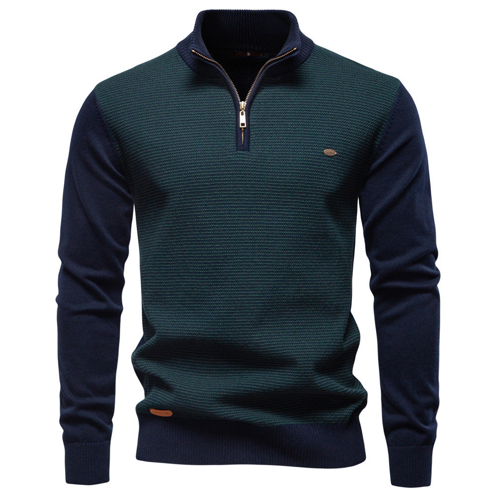 Adaptable men's half-zip sweater. Smart-casual pullover, great for layering & modern looks.