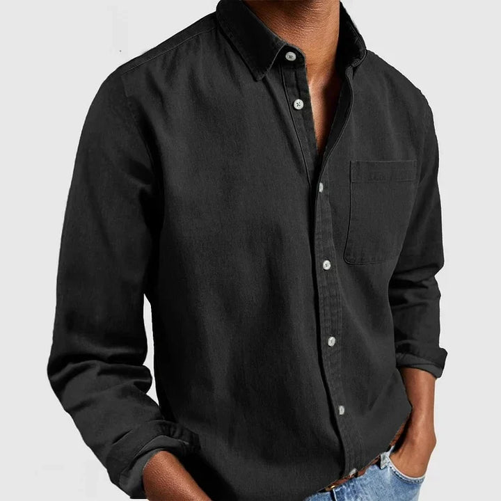 Men's vintage style long sleeve button-down, an excellent layering shirt for smart casual and everyday ensembles.
