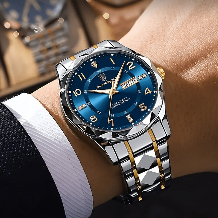 Stylish men's quartz sports watch for activewear, offering precision & waterproof durability.