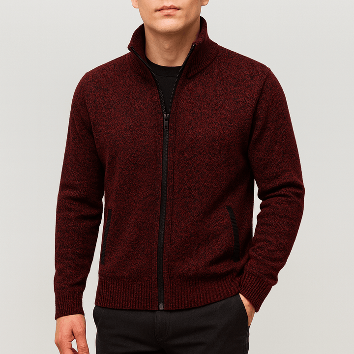 Comfortable men's zip collar cardigan, a stylish and refined outerwear for all casual & smart occasions.
