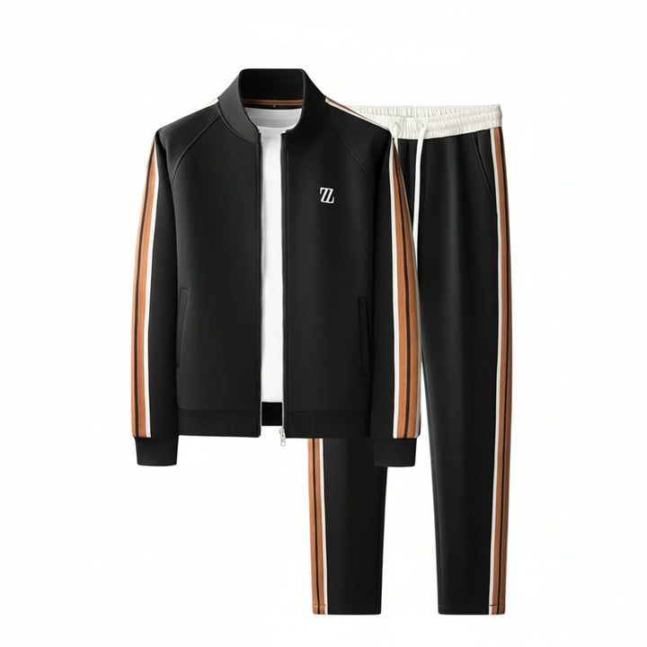 Men's casual zip-up tracksuit set for all seasons, offering comfort and a clean athletic aesthetic.