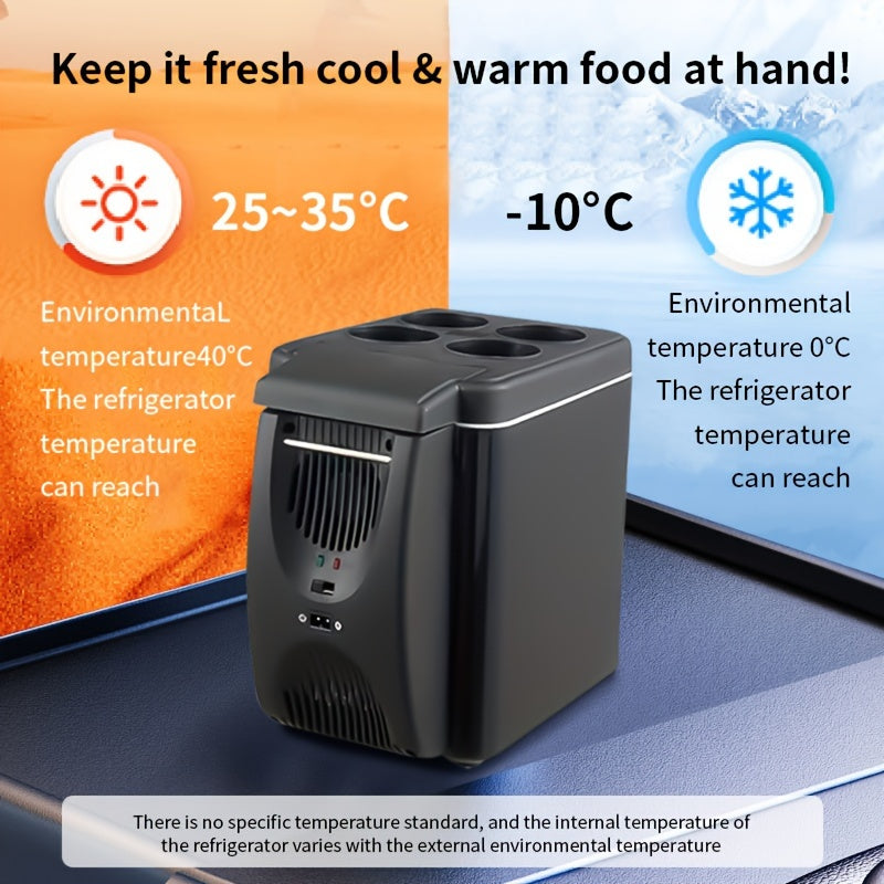 Mini-Kühlschrank im Auto, 6L Kapazität, tragbar, DC 12V, kompakter Kühler, verstellbar, ideal für Reisen und Camping.