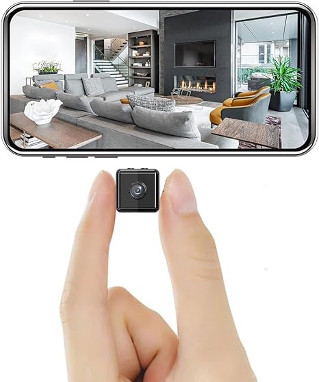 Mini wireless 1080P WiFi security camera for home, office, or outdoor surveillance, compact and discreet.