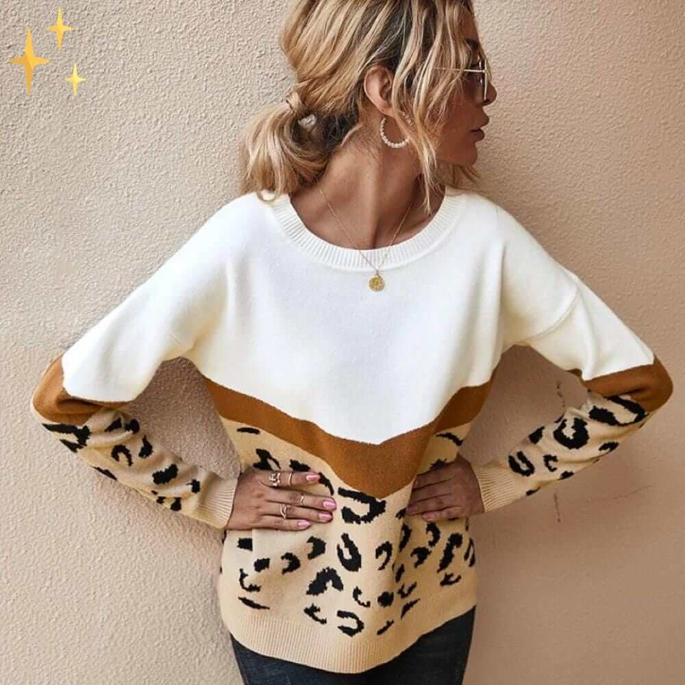 Stylischer Leopard Print Pullover