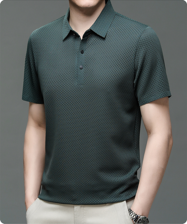 Modern classic men's performance polo, stylish short sleeve top for casual fashion.