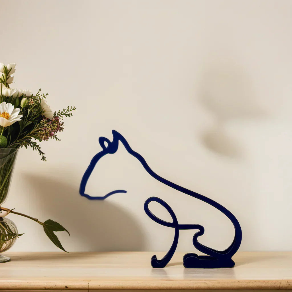 Modern minimalist pet dog sculpture, geometric shape, unique pet lover gift