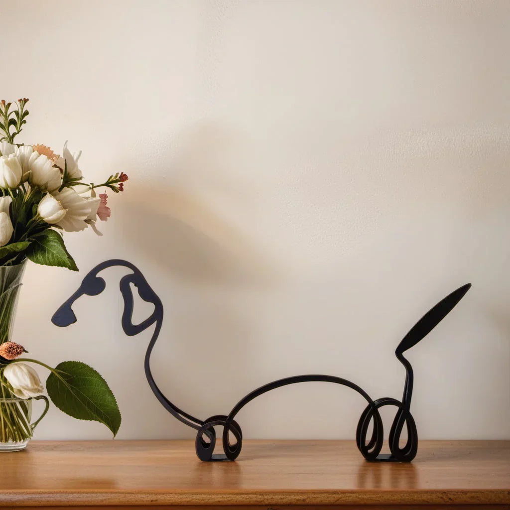 Geometric cat decor, black matte, minimalist animal figurine for any home