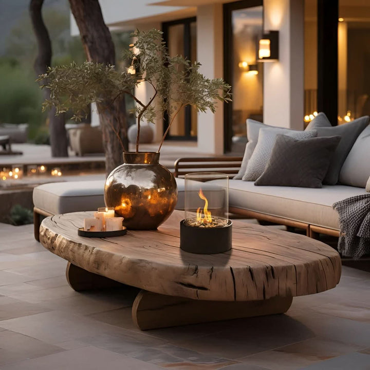 Contemporary tabletop fire, elegant design & clean burning bioethanol fuel for safe indoor/outdoor use.