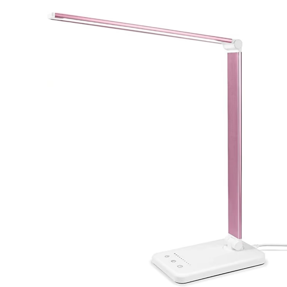 "Moderne LED-Schreibtischlampe mit USB-Ladeanschluss, vielseitigen Beleuchtungsmodi, elegantem Design, ideal für Büros."