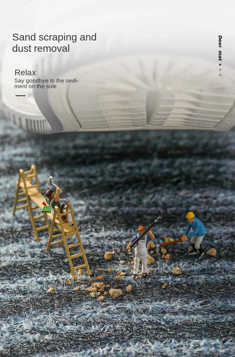 "Moderne rutschfeste PVC-Fußmatte, rechteckig, grün, perfekt für stilvolle Eingangsbereiche."