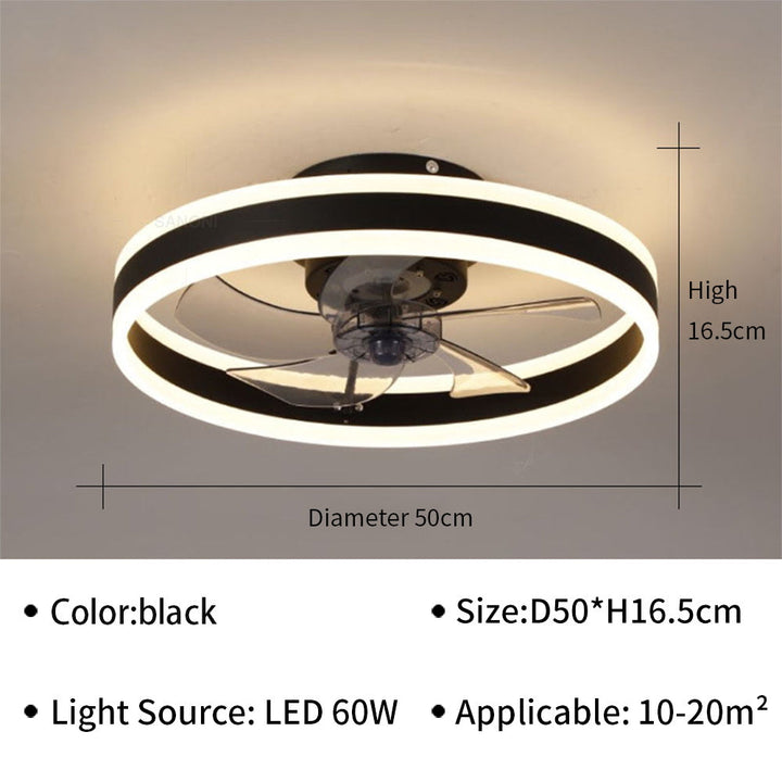 "Moderner LED-Deckenventilator mit eleganten Flügeln und integrierter LED-Beleuchtung, perfekt für Wohn- oder Büroräume."