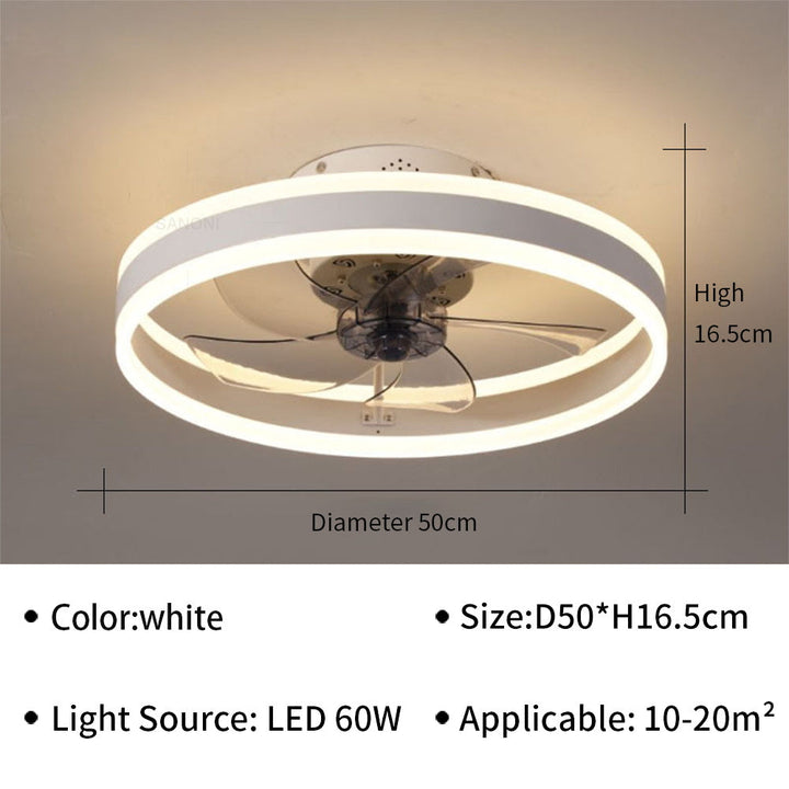 "Moderner LED-Deckenventilator mit eleganten Flügeln und integrierter LED-Beleuchtung, perfekt für Wohn- oder Büroräume."