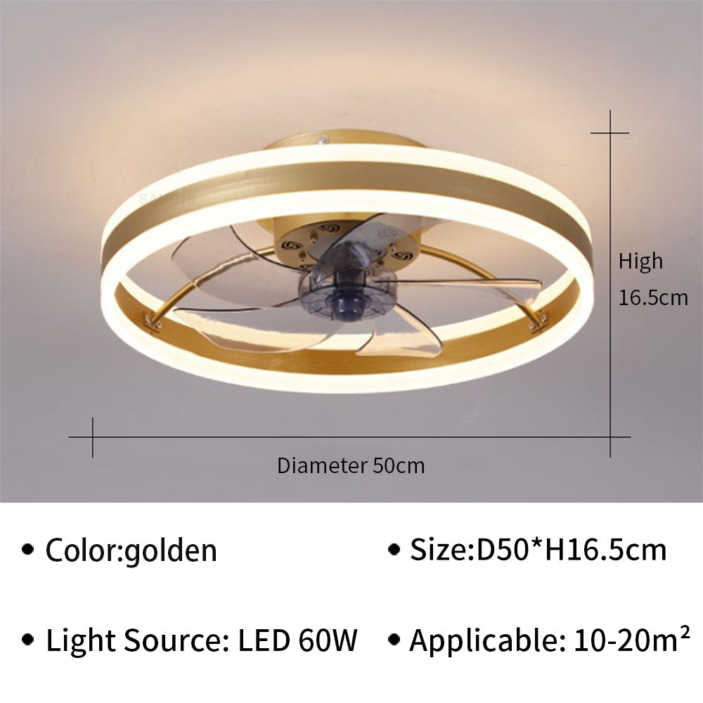 "Moderner LED-Deckenventilator mit eleganten Flügeln und integrierter LED-Beleuchtung, perfekt für Wohn- oder Büroräume."