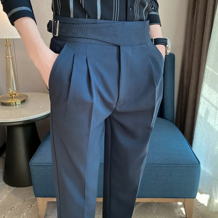 "Modische Herren-Gurkha-Hose mit hoher Taille, 7/8-Schnitt; flexibel, elegant, britisches Flair, knitterfreies Gewebe"