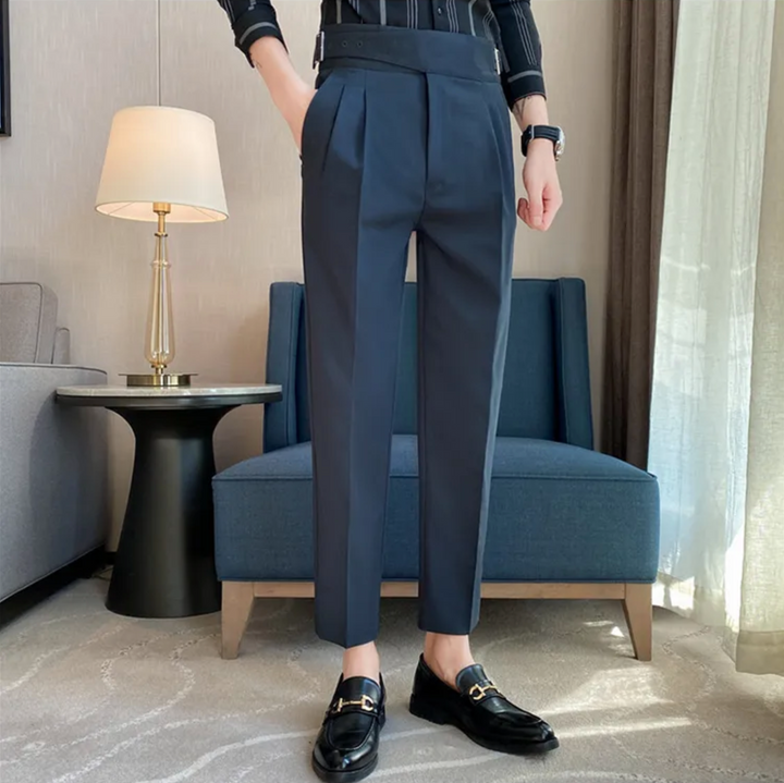 "Modische Herren-Gurkha-Hose mit hoher Taille, 7/8-Schnitt; flexibel, elegant, britisches Flair, knitterfreies Gewebe"