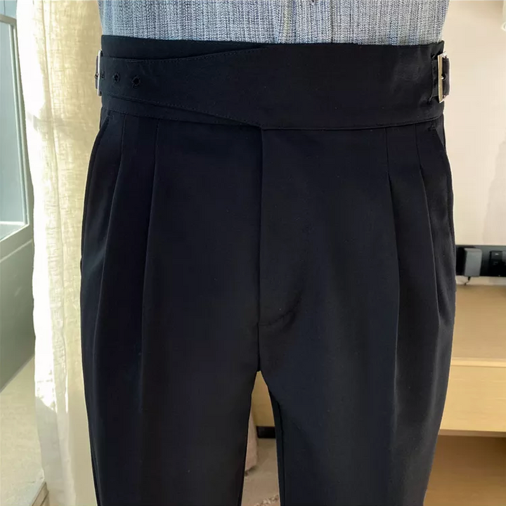 "Modische Herren-Gurkha-Hose mit hoher Taille, 7/8-Schnitt; flexibel, elegant, britisches Flair, knitterfreies Gewebe"