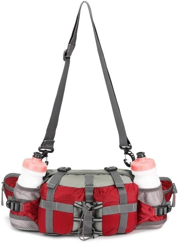 Multifunktionale Outdoor-Gürteltasche, ultraleicht, vielseitig, mit mehreren Fächern und verstellbaren Trageriemen.