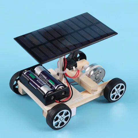 "Nachhaltiges DIY Rennwagen-Konstruktionsset, solar- und batteriebetrieben, mit leuchtend buntem Design für Kinder"