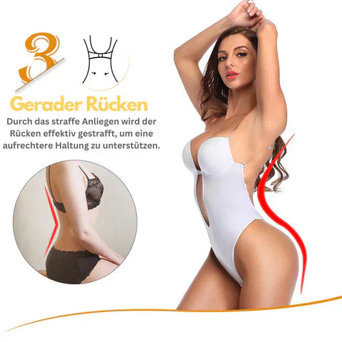 Nahtloser Shapewear BH für Damen, rückenfrei, in Schwarz; ideal für tiefe Ausschnitte, betont Kurven, hoher Komfort.