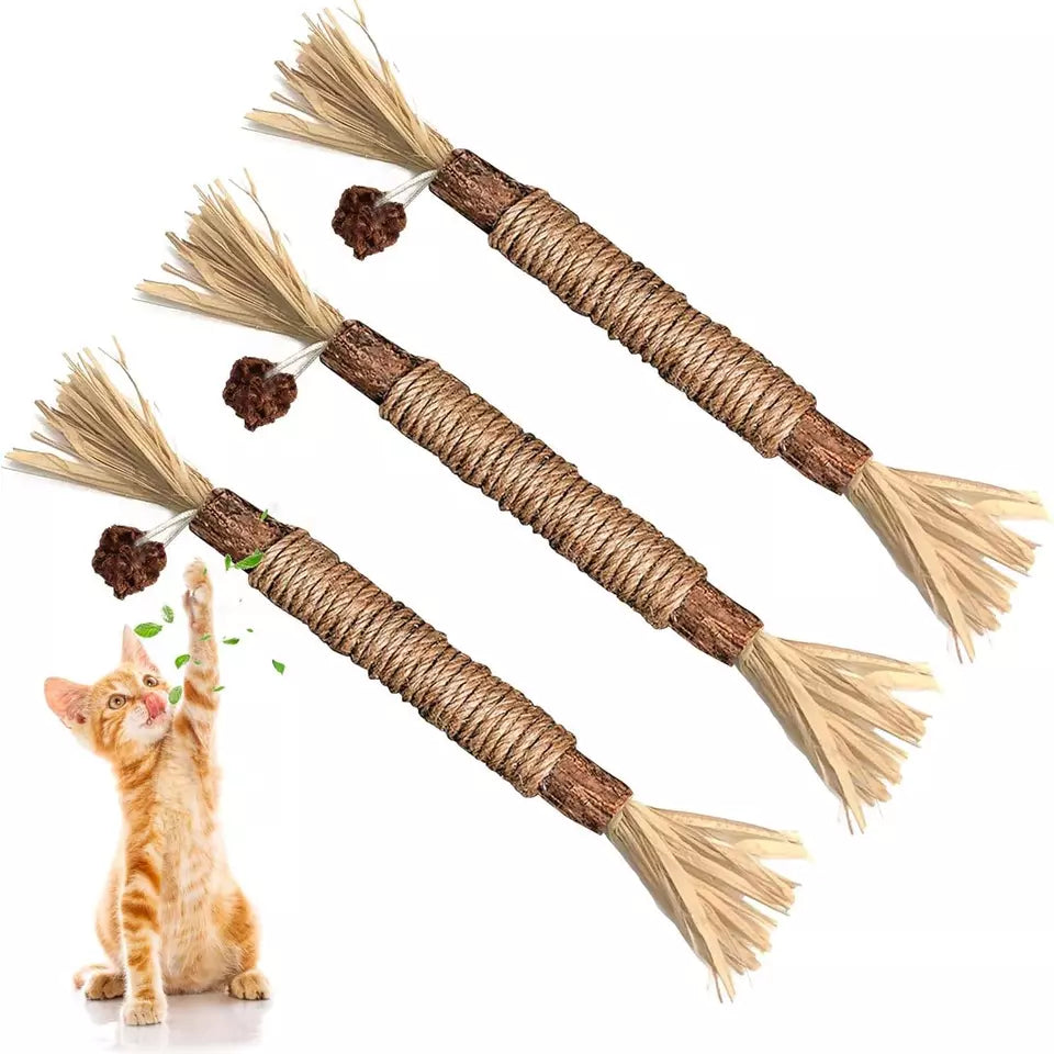 "Natürliche Kitty Zahnreinigungs Sticks für Katzen, grün, schlank, zur Zahnpflege und frischem Atem, sicher und natürlich."