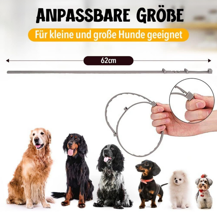 Natürlicher Zecken- und Flohschutz, NaturaGuard Halsband für Hunde, grün, anpassbar, chemiefrei, bequem und wasserdicht.