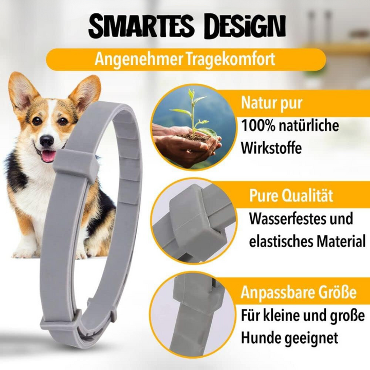Natürlicher Zecken- und Flohschutz, NaturaGuard Halsband für Hunde, grün, anpassbar, chemiefrei, bequem und wasserdicht.