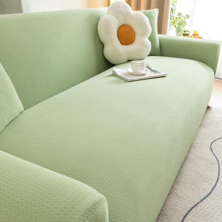 Various color swatches of stretchy waterproof sofa covers, offering home decor options
