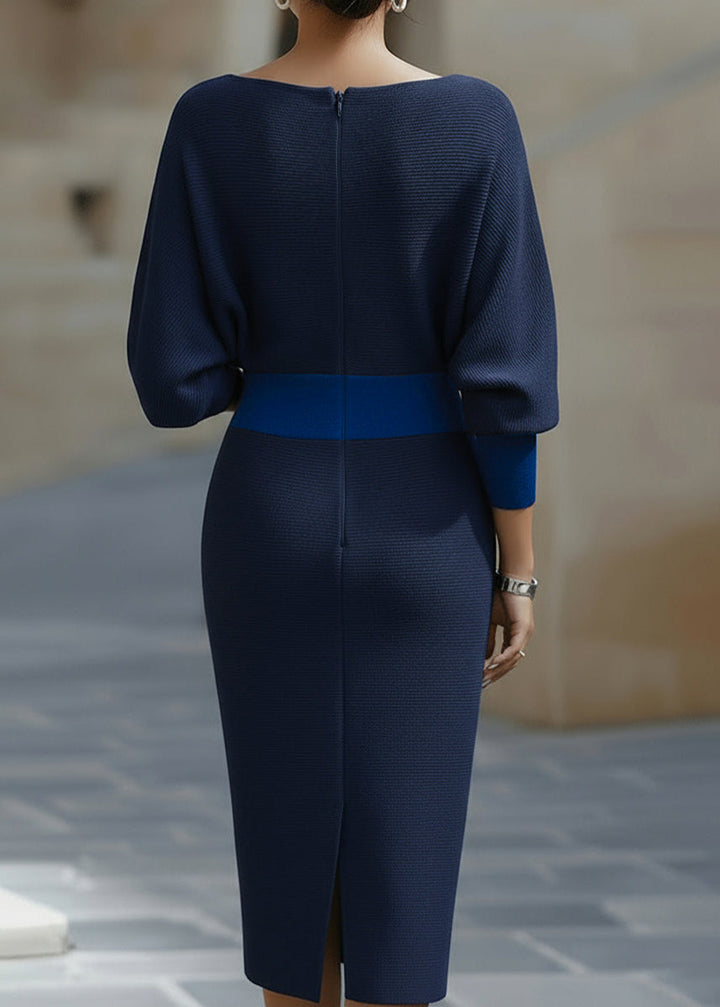 Versatile batwing midi dress with a flattering draped silhouette and classic cowl neckline.