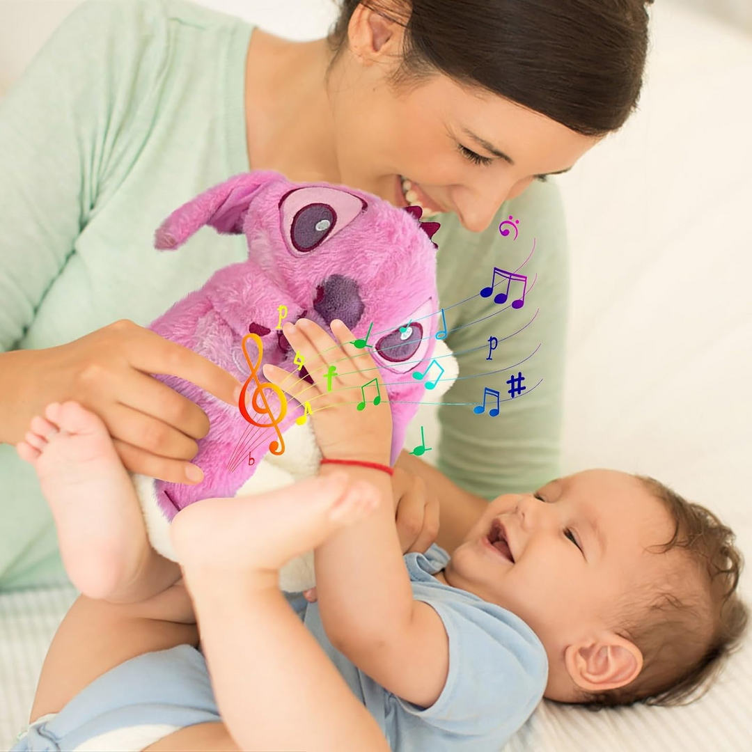 "Niedliches Stofftier Stitch mit integrierten Lichtern und Musik, ideal für beruhigenden Schlaf und Disney-Fans."