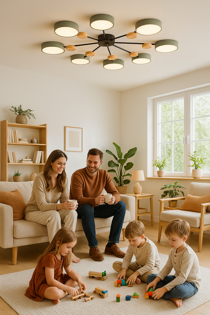 "Nordic LED-Deckenleuchte, verzweigtes Design, skandinavisch, mattweiß, warmweißes Licht, energieeffizient, 60 cm Durchmesser