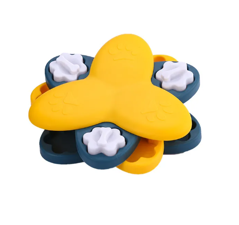 Interactive dog toy, orange and green, providing mental stimulation and promoting healthy pet eating habits.