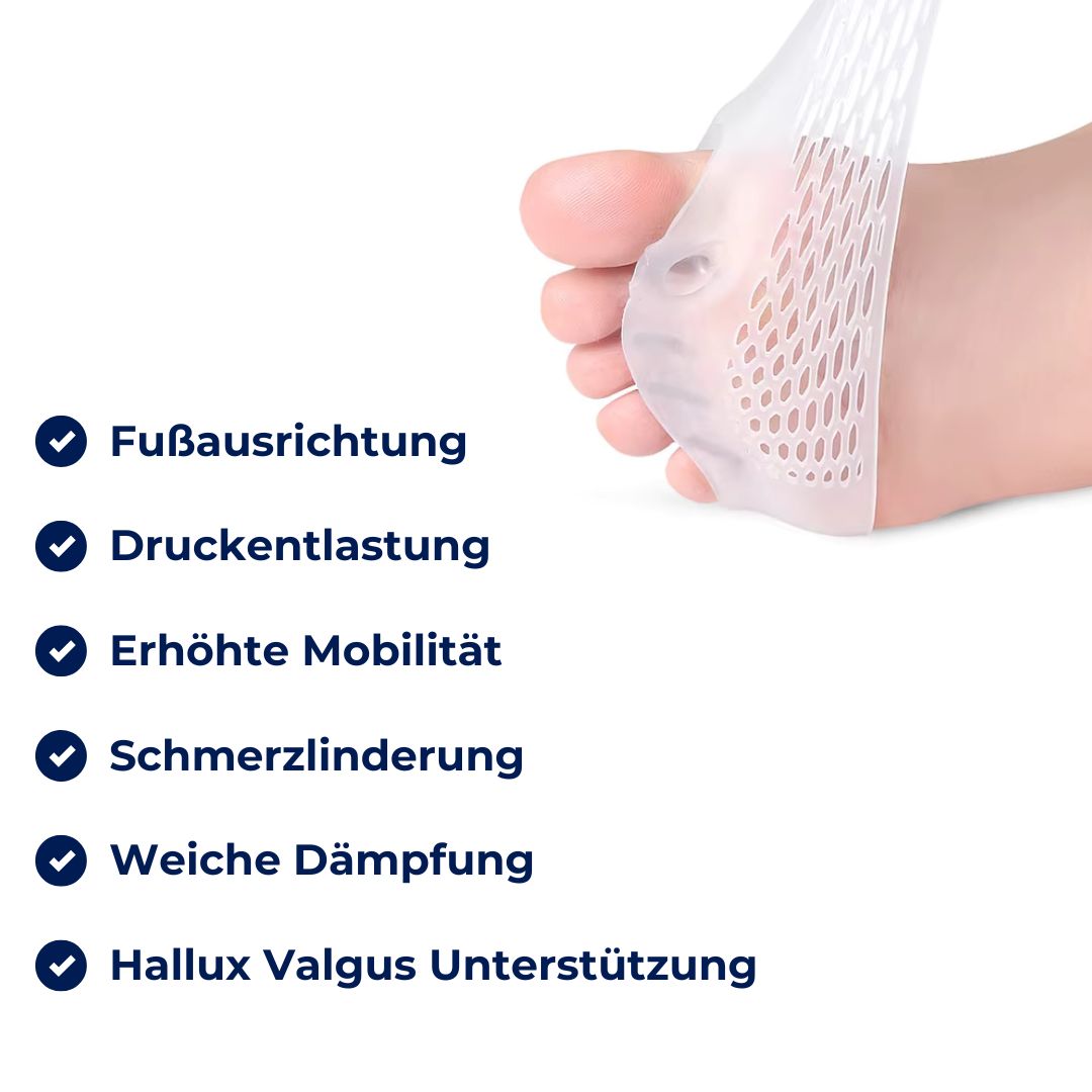 "Orthopädische Einlegesohlen Seitenansicht, Bunion-Schmerzlinderung, innovative Fußausrichtung, Komforteinlagen für Ballenzeh