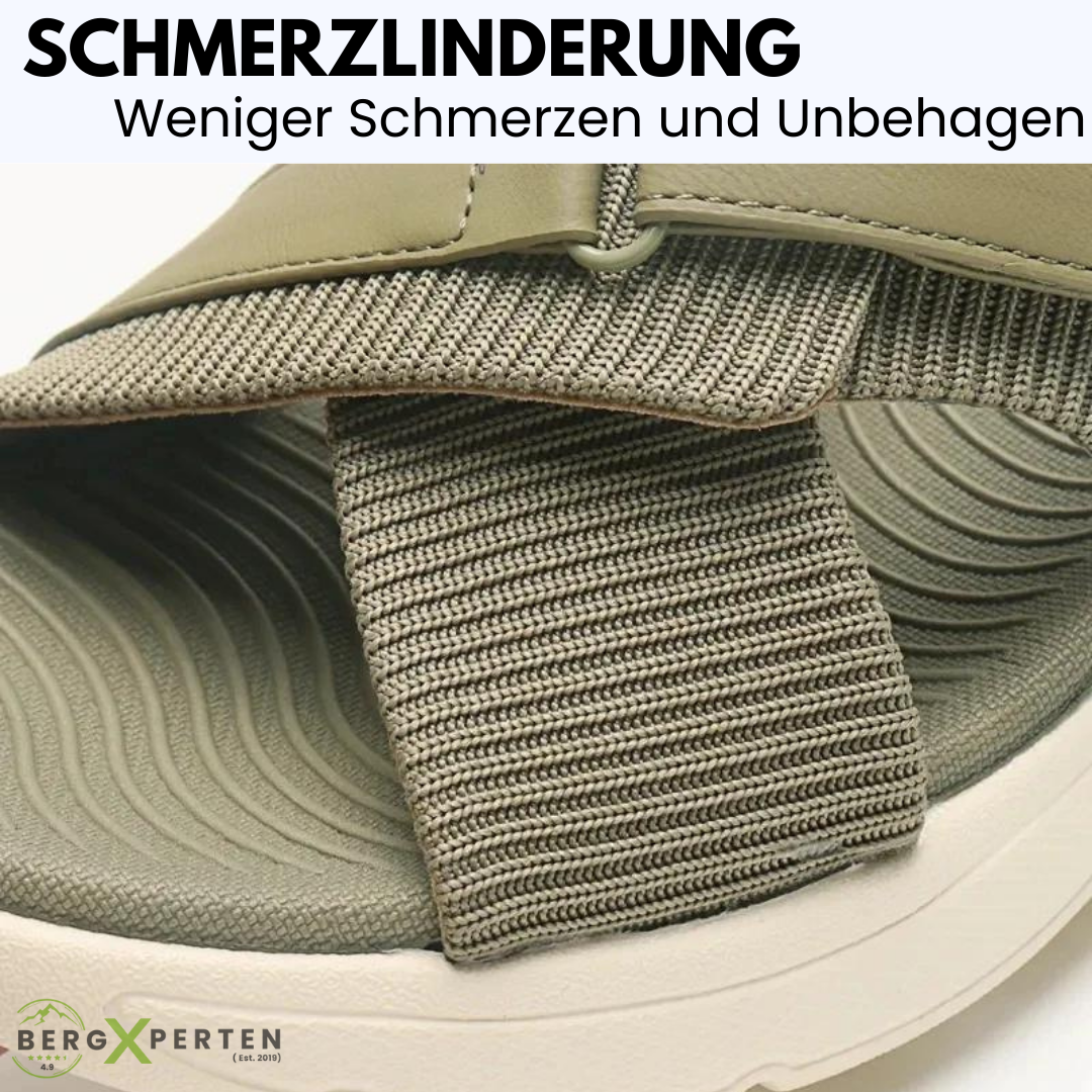 "Orthopädische grüne Sandalen für Damen mit rutschfester Sohle und weichem Material zur Linderung von Fußschmerzen."