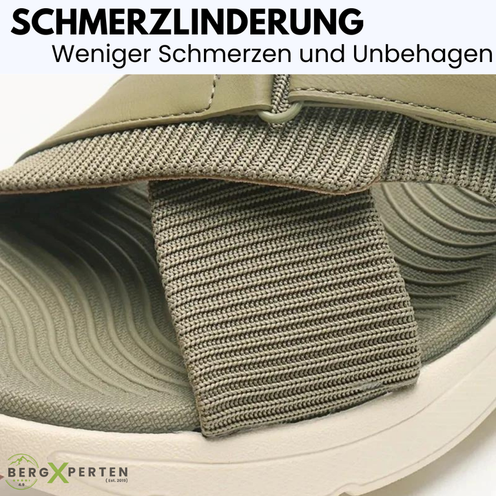 "Orthopädische grüne Sandalen für Damen mit rutschfester Sohle und weichem Material zur Linderung von Fußschmerzen."